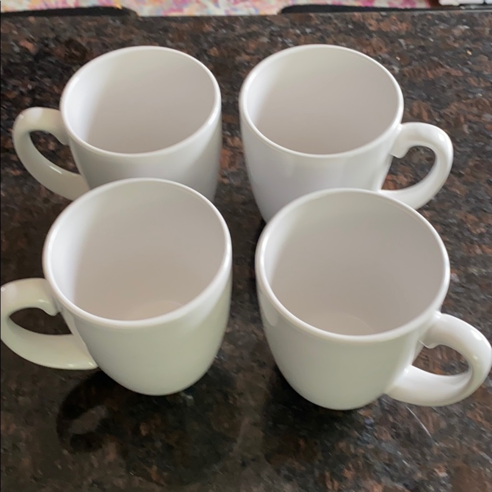4 White Corelle Stoneware Cups/ Mugs 10 oz mugs